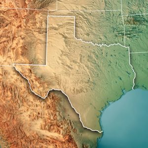 Texas State USA 3D Render Topographic Map Border